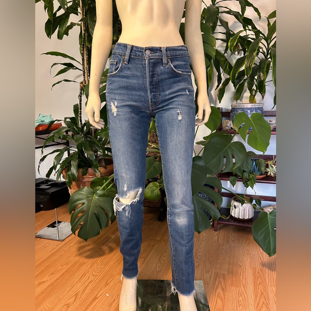 Levi's Original 501’s Women's Distressed High Rise Jeans - Blue